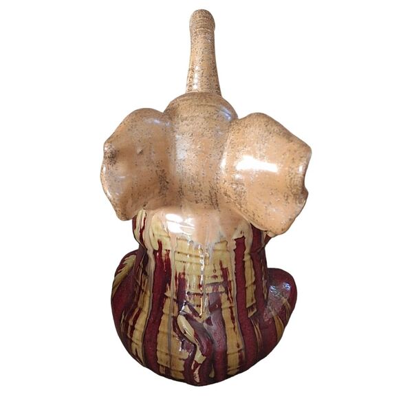 Apropos Drip Glaze Elephant Statue Figurine 10” Gold Trunk Up Lucky Art Pottery - Picture 12 of 16